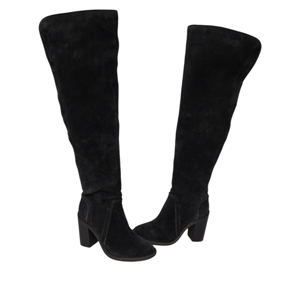 Vince Camuto Melaya Dark Charcol Gray Over The Knee Suede Boots 7 - Picture 4 of 7